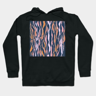 animal print - orange and pink striped tiger-zebra on a blue background Hoodie